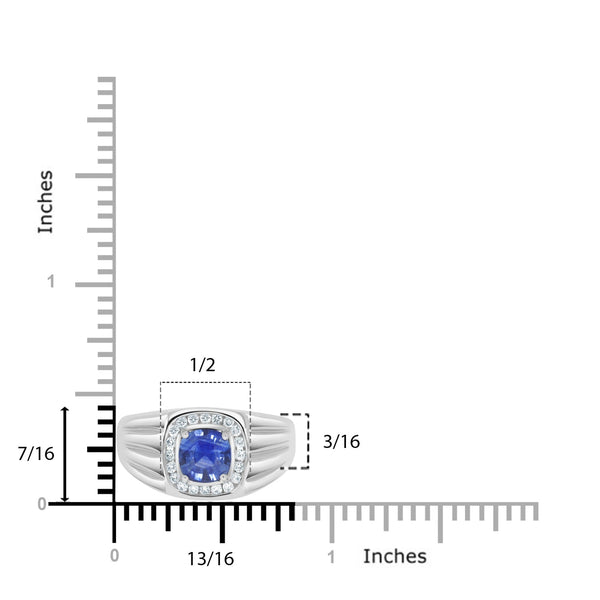 1.03ct SApphire Ring with 0.21tct Diamonds set in 14K White Gold