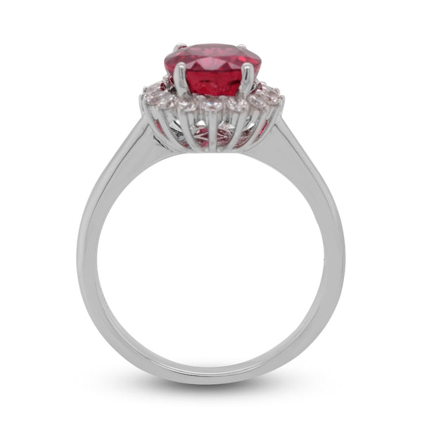 2.64ct Rubellite ring with 0.35tct diamonds set in 14K white gold