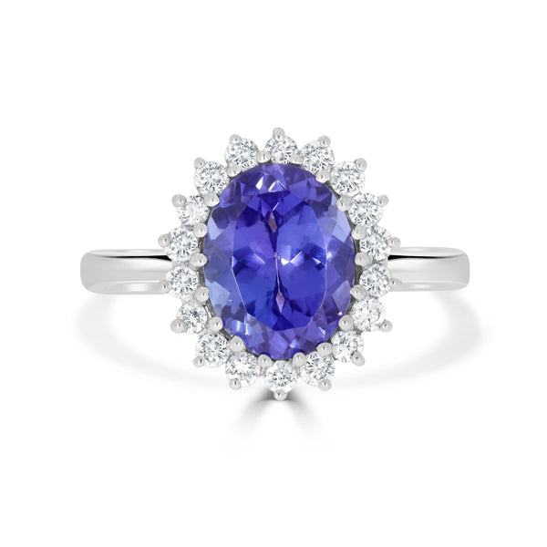 2.69ct Tanzanite Ring With 0.37tct Diamonds Set In 18K White Gold