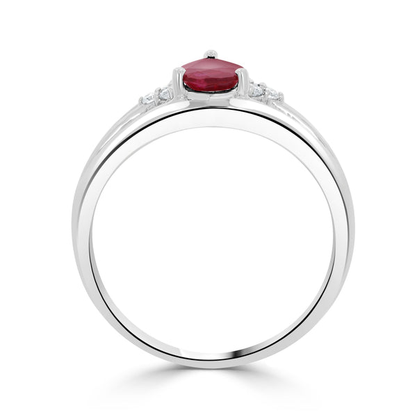 0.76 Ruby Rings with 0.05tct Diamond set in 18K White Gold