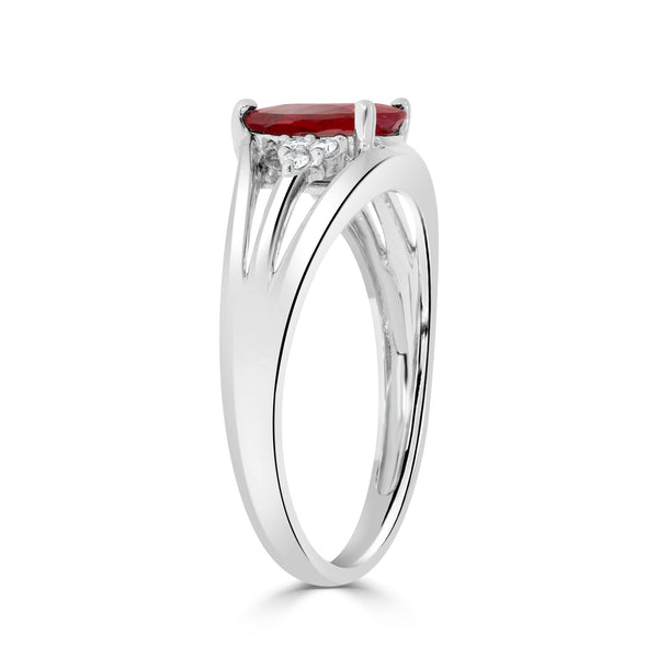 0.76 Ruby Rings with 0.05tct Diamond set in 18K White Gold