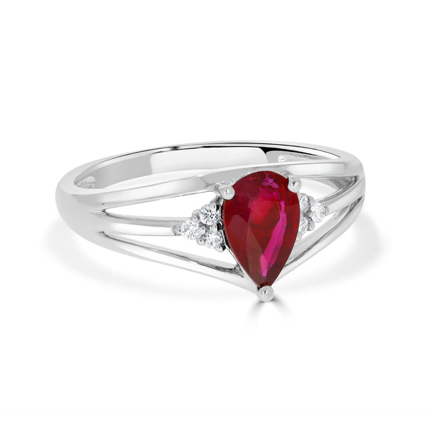 0.76 Ruby Rings with 0.05tct Diamond set in 18K White Gold