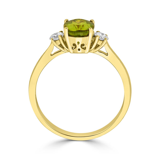 1.72ct Sphene ring with 0.20tct diamonds set in 14K yellow gold