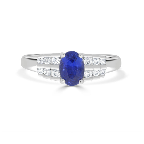 1.2ct Sapphire Ring with 0.19tct Diamonds set in 14K White Gold