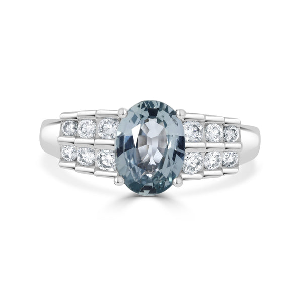 1.52ct Sapphire Rings with 0.33tct diamonds set in 14KT white gold