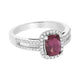 1.39ct Rhodolite ring with 0.29tct diamonds set in 14kt white gold