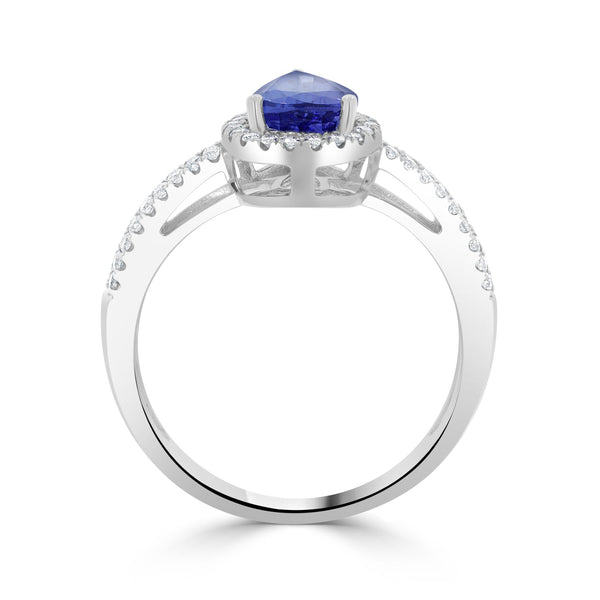 1.46ct Tanzanite Ring With 0.37Tct Diamonds Set In 14K White Gold