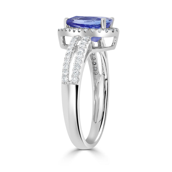 1.46ct Tanzanite Ring With 0.37Tct Diamonds Set In 14K White Gold