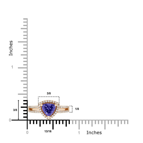 1.07ct Tanzanite ring with 0.28tct diamonds set in 14kt rose gold