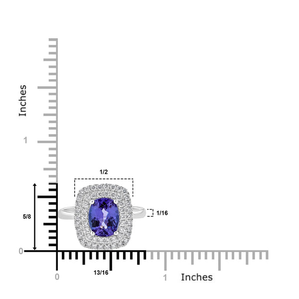 1.82ct Tanzanite ring with 0.50tct diamonds set in 14K white gold