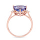 3.39ct Tanzanite ring with 0.10tct diamonds set in 14K rose gold