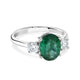 1.66ct Emerald ring with 0.38tct diamonds set in 14kt white gold