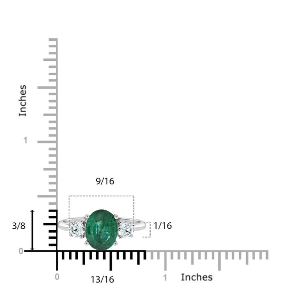 1.66ct Emerald ring with 0.38tct diamonds set in 14kt white gold