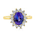 2.05ct Tanzanite ring with 0.52tct diamonds set in 14K yellow gold