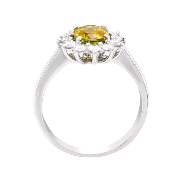 1.75Ct Demantoid Garnet Ring With 0.63Tct Diamonds In 14K White Gold