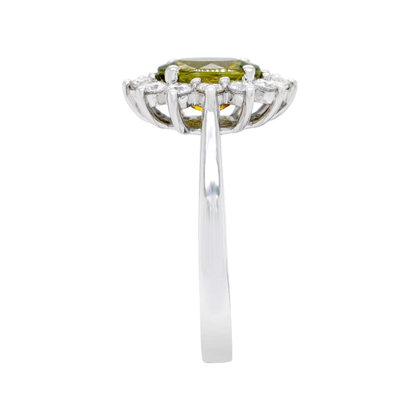 1.75Ct Demantoid Garnet Ring With 0.63Tct Diamonds In 14K White Gold