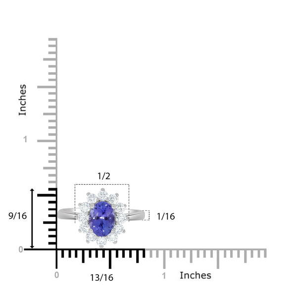 1.39ct Tanzanite Rings with 0.64tct diamonds set in 14kt white gold