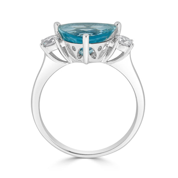 2.99ct Aquamarine Ring With 0.36tct Diamond Accents In 14Kt White Gold