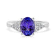 2.20ct Tanzanite ring with 0.22tct diamonds set in 14K white gold