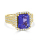 4.18 Tanzanite Rings with 1.12tct Diamond set in 14K Yellow Gold