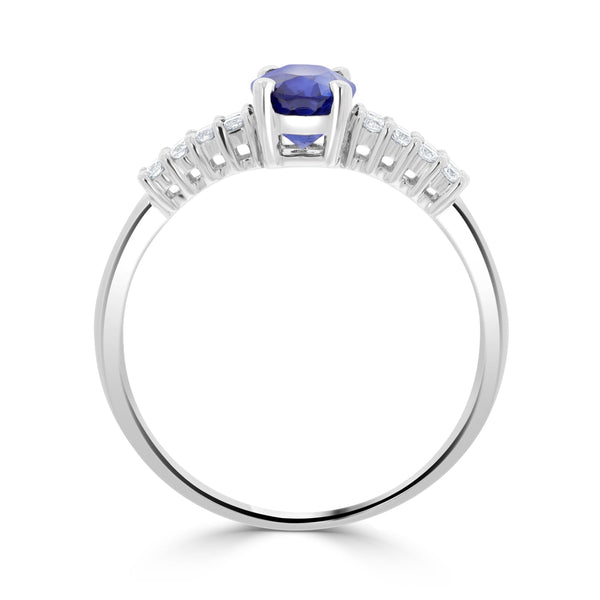 1.14ct Sapphire Ring with 0.2tct Diamonds set in 14K White Gold