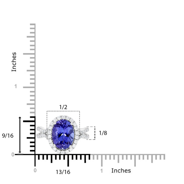 4.14 Tanzanite Rings with 0.68tct Diamond set in 14K White Gold