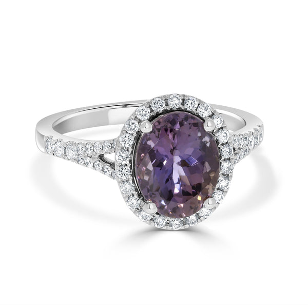 2.47 Purple Tanzanite Rings with 0.32tct Diamond set in 14K White Gold