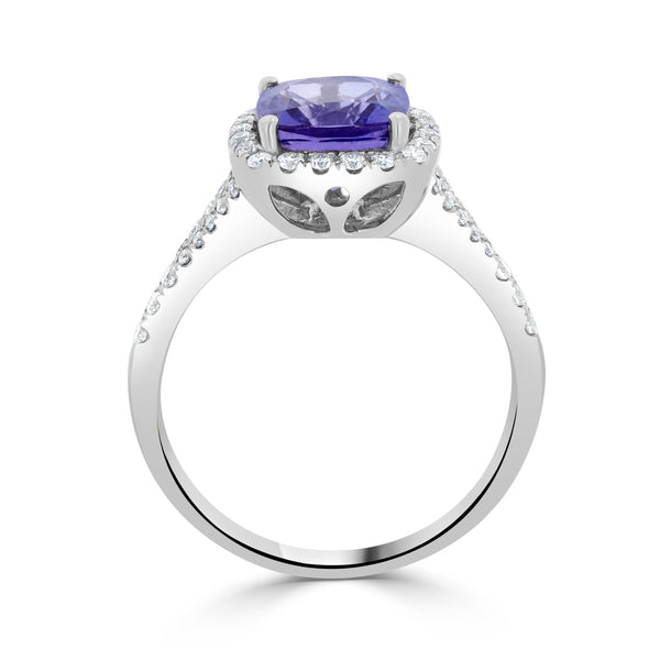 2.24ct Tanzanite Ring With 0.32tct Diamonds Set In 14K White Gold