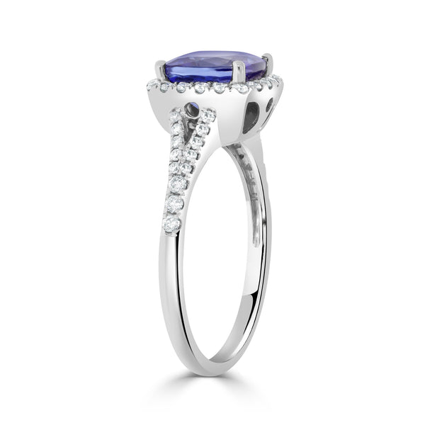 2.24ct Tanzanite Ring With 0.32tct Diamonds Set In 14K White Gold