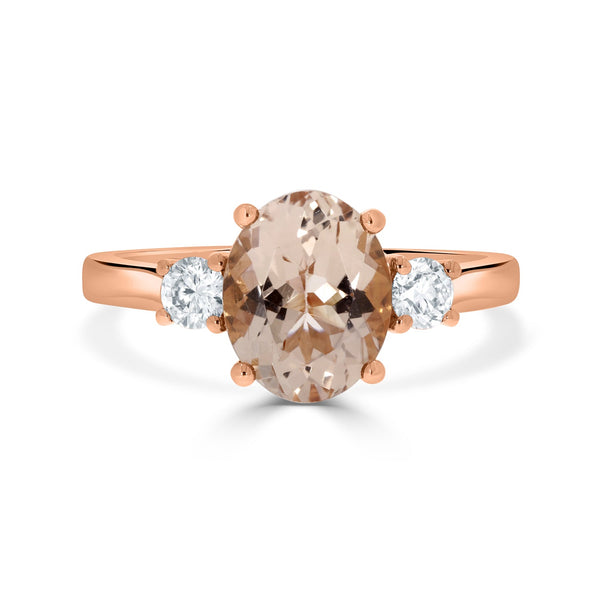 2.49ct Morganite Rings with 0.30tct diamonds set in 14kt rose gold