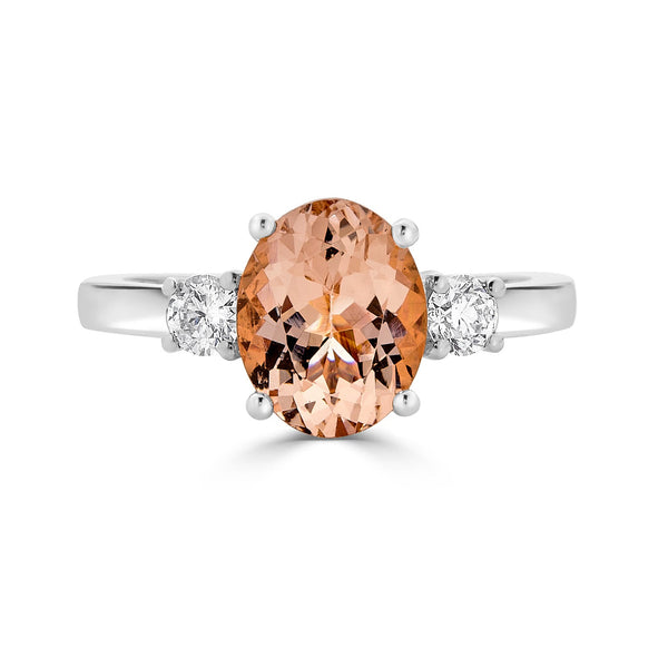 2.49ct Morganite ring with 0.30tct diamonds set in 14K rose gold