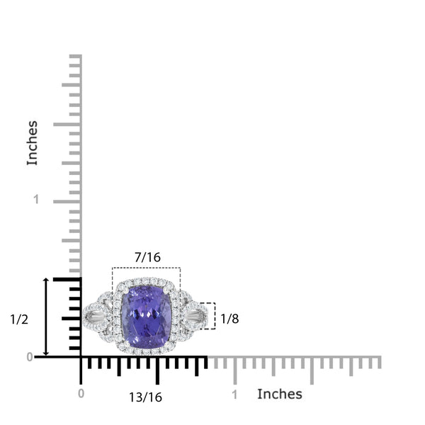 3.27Ct Tanzanite Ring With 0.64Tct Diamonds Set In 14K White Gold