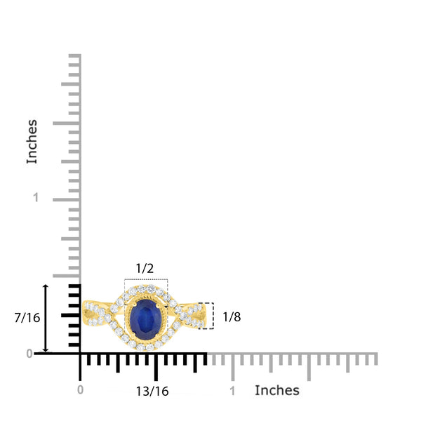 1.17ct sapphire Ring with 0.43tct Diamonds set in 14K Yellow Gold