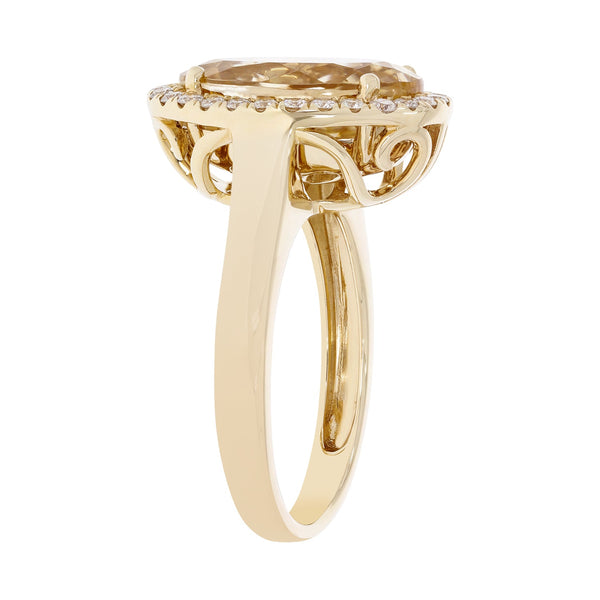 8.42ct Golden Zircon ring with 0.38tct diamonds set in 14kt yellow gold