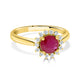 0.90ct Ruby Rings with 0.19tct diamonds set in 14kt yellow gold