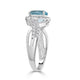 1.24ct Aquamaring ring with 0.41tct diamonds set in14K white gold