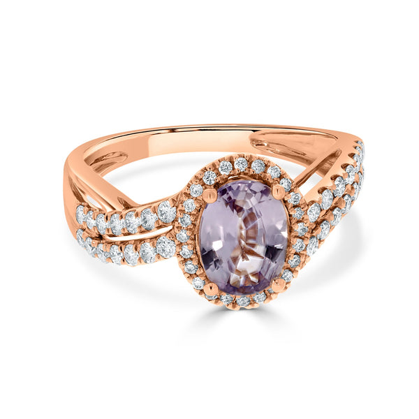 1.37ct Sapphire Rings with 0.42tct diamonds set in 18KT rose gold