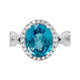 5.93ct Blue Zircon Ring With 0.50tct Diamonds Set In 14kt White Gold