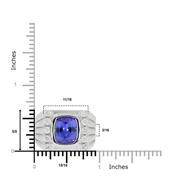 4.24ct Tanzanite Ring With 0.65tct Diamonds Set In 18kt White Gold