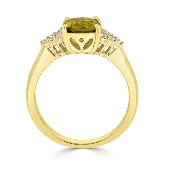 1.97ct Sphene ring with 0.17tct diamonds set in 14K yellow gold