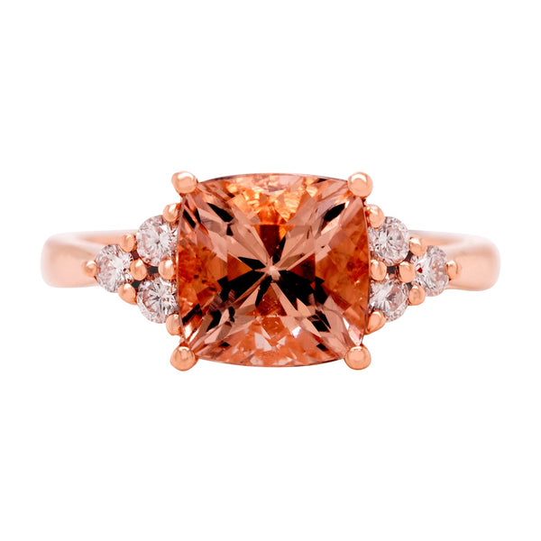 2.25ct Morganite Rings with 0.21tct diamonds set in 14K rose gold