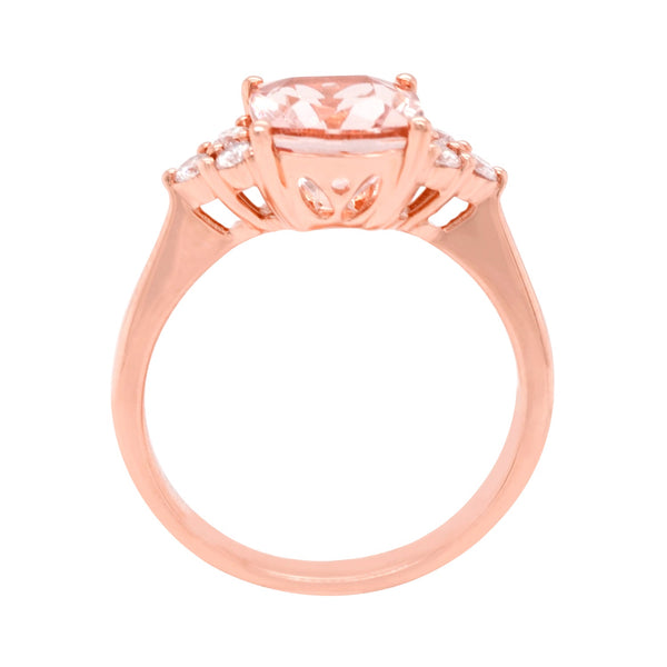 2.25ct Morganite Rings with 0.21tct diamonds set in 14K rose gold