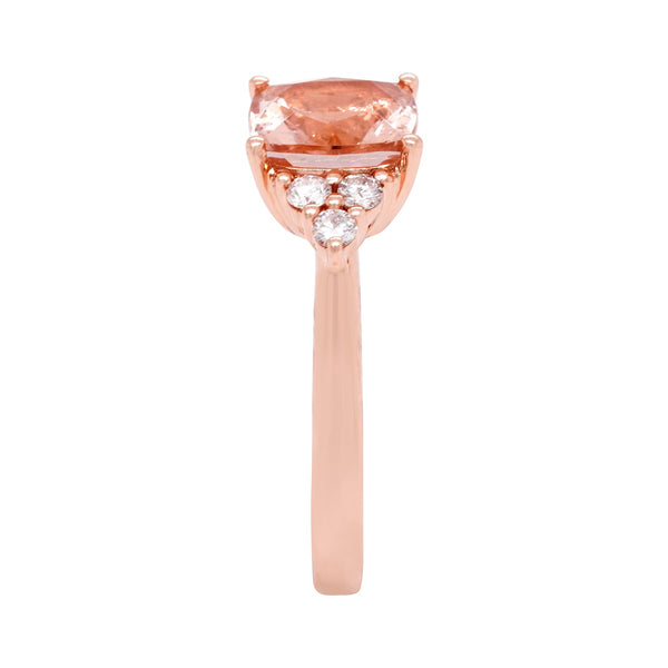 2.25ct Morganite Rings with 0.21tct diamonds set in 14K rose gold