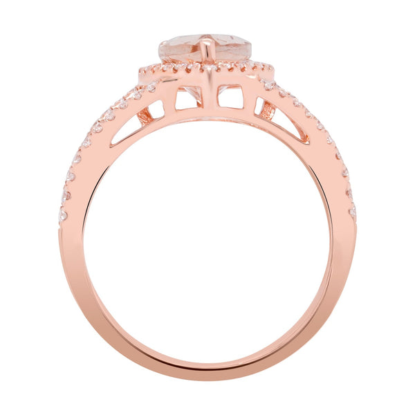 1.80ct Morganite Ring With 0.39tct Diamonds Set In 14kt Rose Gold