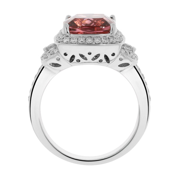 3.87ct Tourmaline Ring With Diamonds Set In 14kt White Gold