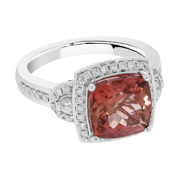 3.87ct Tourmaline Ring With Diamonds Set In 14kt White Gold