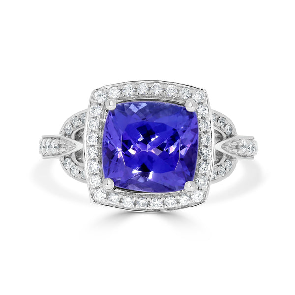 4.5 Tanzanite Rings with 0.41tct Diamond set in 14K White Gold