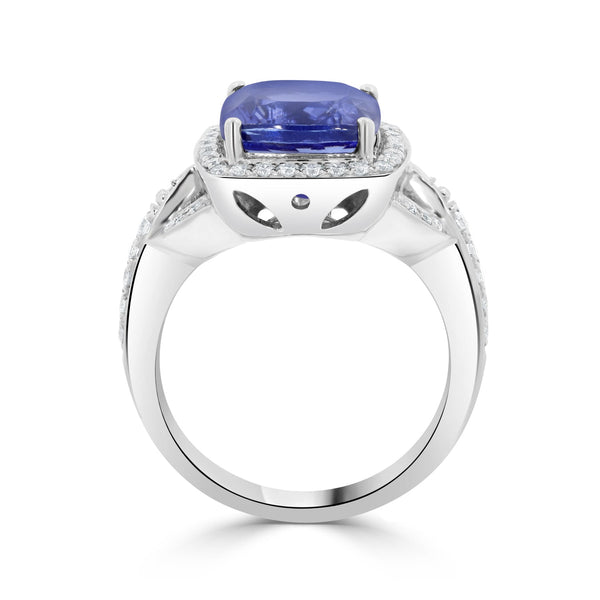 4.5 Tanzanite Rings with 0.41tct Diamond set in 14K White Gold