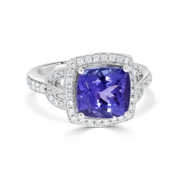 4.5 Tanzanite Rings with 0.41tct Diamond set in 14K White Gold