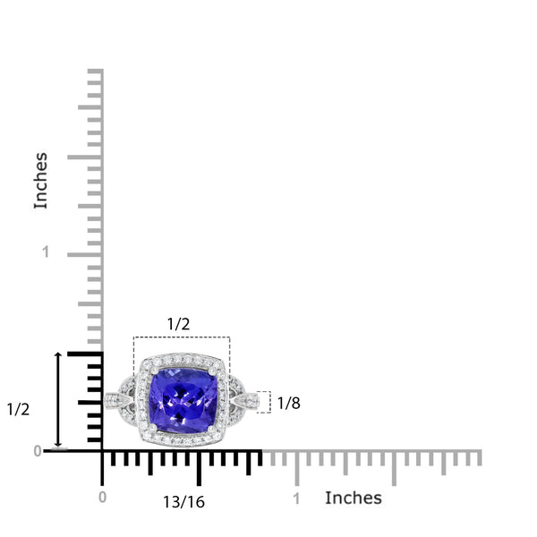 4.5 Tanzanite Rings with 0.41tct Diamond set in 14K White Gold